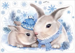 Наклейки Новогодние кролики