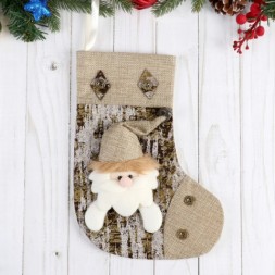 Носок для подарков &quot;Дед Мороз, берёзка&quot;, коричневый