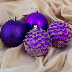 Распродажа! Набор новогодних елочных шаров  &quot;Сюрприз&quot; фиолетовый