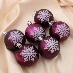 Распродажа! Набор новогодних елочных шаров &quot;Резная снежинка&quot; фиолетовый
