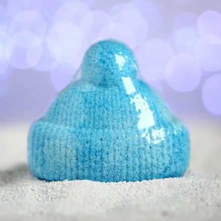 Бомбочка для ванн «Вязаная шапочка», синяя, с ароматом ванили