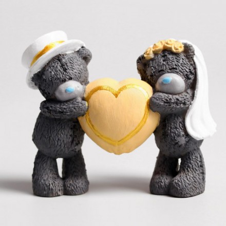 Сувенир полистоун &quot;Медвежата Me to you свадебные с большим сердцем&quot;